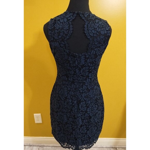 Banana Republic Sleeveless Lacy Navy Blue Cocktail Mini Dress 0P Glam Coquette - Picture 2 of 6